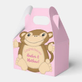 Monkey Baby Dusche Pink Geschenkschachtel (Rückseite)