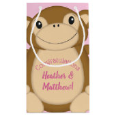 Monkey Baby Dusche Pink Kleine Geschenktüte (Rückseite)