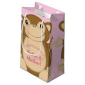 Monkey Baby Dusche Pink Kleine Geschenktüte (Rückseite Schrägansicht)
