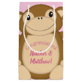Monkey Baby Dusche Pink Kleine Geschenktüte (Vorderseite)