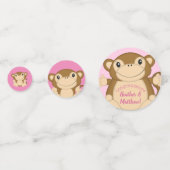 Monkey Baby Dusche Pink Konfetti (Vorderseiten)