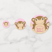 Monkey Baby Dusche Pink Konfetti (Rückseiten)