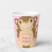 Monkey Baby Dusche Pink Pappbecher (Rückseite)