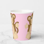 Monkey Baby Dusche Pink Pappbecher (Links)