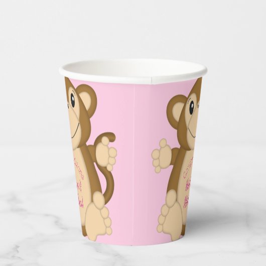 Monkey Baby Dusche Pink Pappbecher (Rechts)