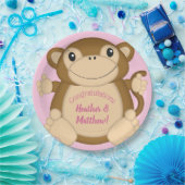 Monkey Baby Dusche Pink Pappteller (Party)