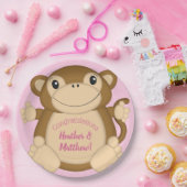 Monkey Baby Dusche Pink Pappteller (Party)