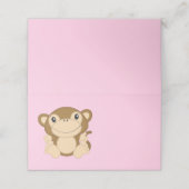 Monkey Baby Dusche Pink Platzkarte (Außenseite Aufgefaltet)