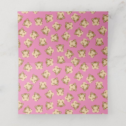 Monkey Baby Dusche Pink Platzkarte (Innenseite Aufgefaltet)