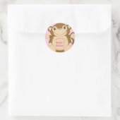 Monkey Baby Dusche Pink Runder Aufkleber (Tasche)