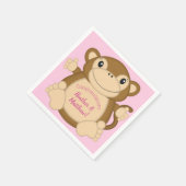 Monkey Baby Dusche Pink Serviette (Ecke)
