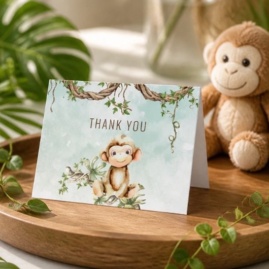 Monkey Baby Dusche Vielen Dank Hinweis Karten
