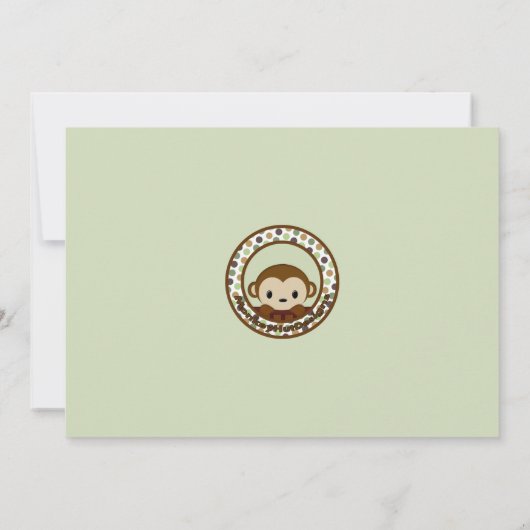 MONKEY Baby-Duscheneinladung Mod-Hülsen-Pop-Krippe Einladung (Rückseite)