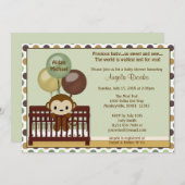 MONKEY Baby-Duscheneinladung Mod-Hülsen-Pop-Krippe Einladung (Vorne/Hinten)