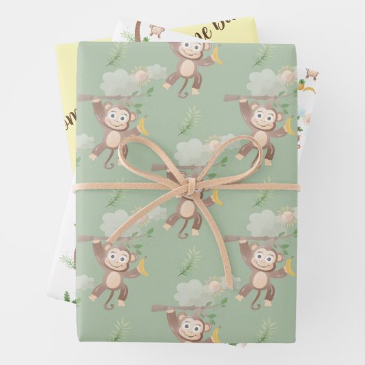 Monkey Baby Duschpapier Geschenkpapier Set (Beispiel)