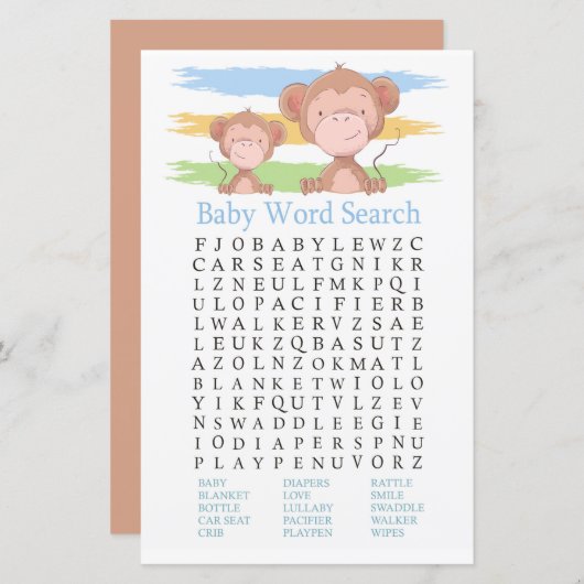 Monkey Baby Shooter Word Search Game (Vorne/Hinten)