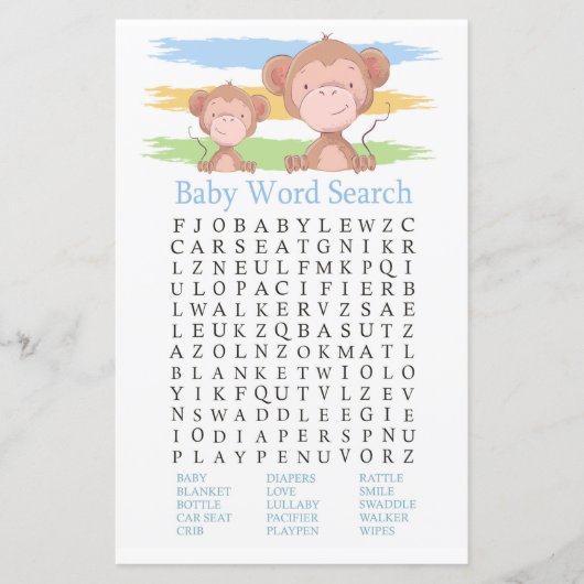 Monkey Baby Shooter Word Search Game (Vorderseite)