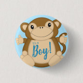 Monkey Baby Shower Blue Button (Vorderseite)