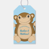 Monkey Baby Shower Blue Geschenkanhänger (Vorderseite)
