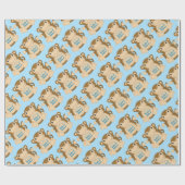 Monkey Baby Shower Blue Geschenkpapier (Flach)