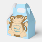 Monkey Baby Shower Blue Geschenkschachtel (Rückseite)