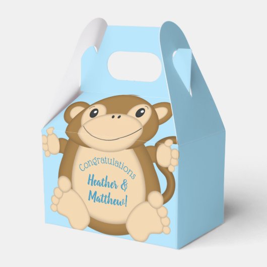 Monkey Baby Shower Blue Geschenkschachtel (Vorderseite)