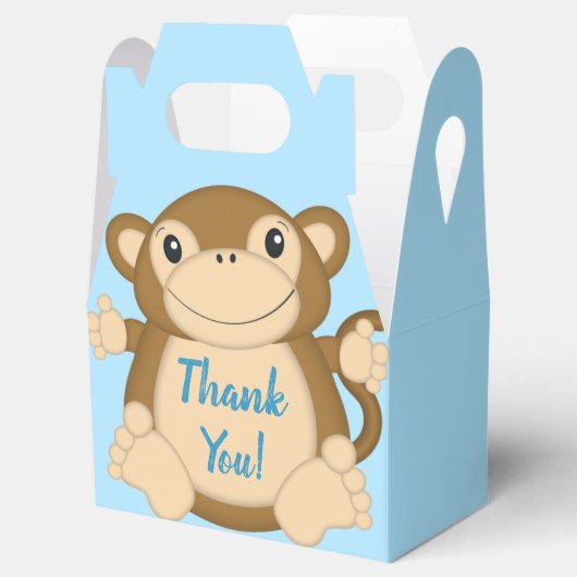 Monkey Baby Shower Blue Geschenkschachtel (Geöffnet)