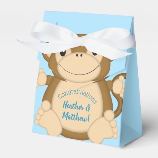 Monkey Baby Shower Blue Geschenkschachtel (Vorderseite)