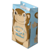 Monkey Baby Shower Blue Kleine Geschenktüte (Rückseite Schrägansicht)