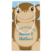 Monkey Baby Shower Blue Kleine Geschenktüte (Vorderseite)
