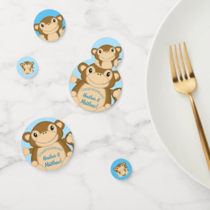 Monkey Baby Shower Blue Konfetti