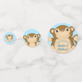 Monkey Baby Shower Blue Konfetti (Rückseiten)