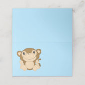 Monkey Baby Shower Blue Platzkarte (Außenseite Aufgefaltet)