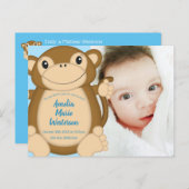 Monkey Baby Shower Blue Postkarte (Vorne/Hinten)