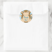 Monkey Baby Shower Blue Runder Aufkleber (Tasche)
