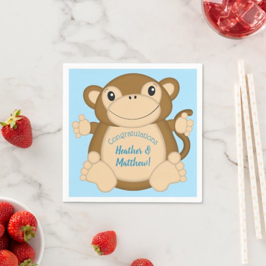 Monkey Baby Shower Blue Serviette (Beispiel)