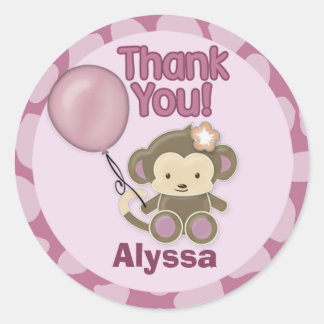 Monkey Baby Shower Danke, dass Sie Label/Siegel CJ Runder Aufkleber