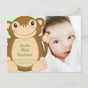 Monkey Baby Shower Dschungel Postkarte