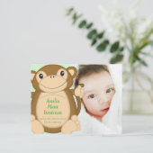 Monkey Baby Shower Dschungel Postkarte (Stehend Vorderseite)