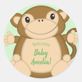 Monkey Baby Shower Dschungel Runder Aufkleber