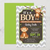 Monkey Baby Shower Einladung Junge (Vorne/Hinten)