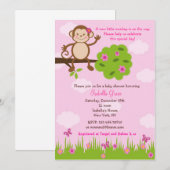 Monkey Baby Shower Einladungen Mädchen (Vorne/Hinten)