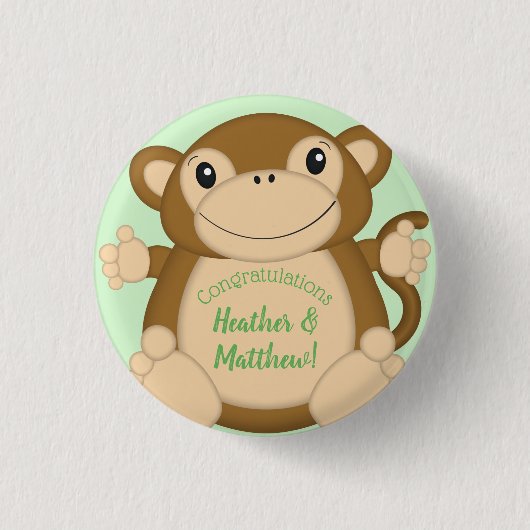 Monkey Baby Showgrün Button (Vorderseite)