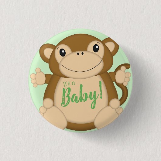 Monkey Baby Showgrün Button (Vorderseite)