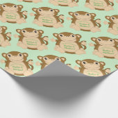 Monkey Baby Showgrün Geschenkpapier (Ecke)