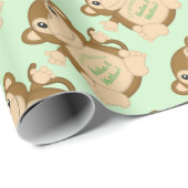 Monkey Baby Showgrün Geschenkpapier (Rolleneckpunkt)