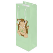 Monkey Baby Showgrün Geschenktüte Für Weinflaschen (Rückseite Schrägansicht)