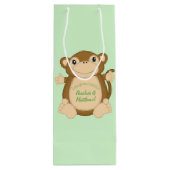 Monkey Baby Showgrün Geschenktüte Für Weinflaschen (Rückseite)