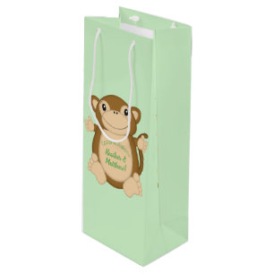 Monkey Baby Showgrün Geschenktüte Für Weinflaschen