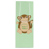 Monkey Baby Showgrün Geschenktüte Für Weinflaschen (Vorderseite)